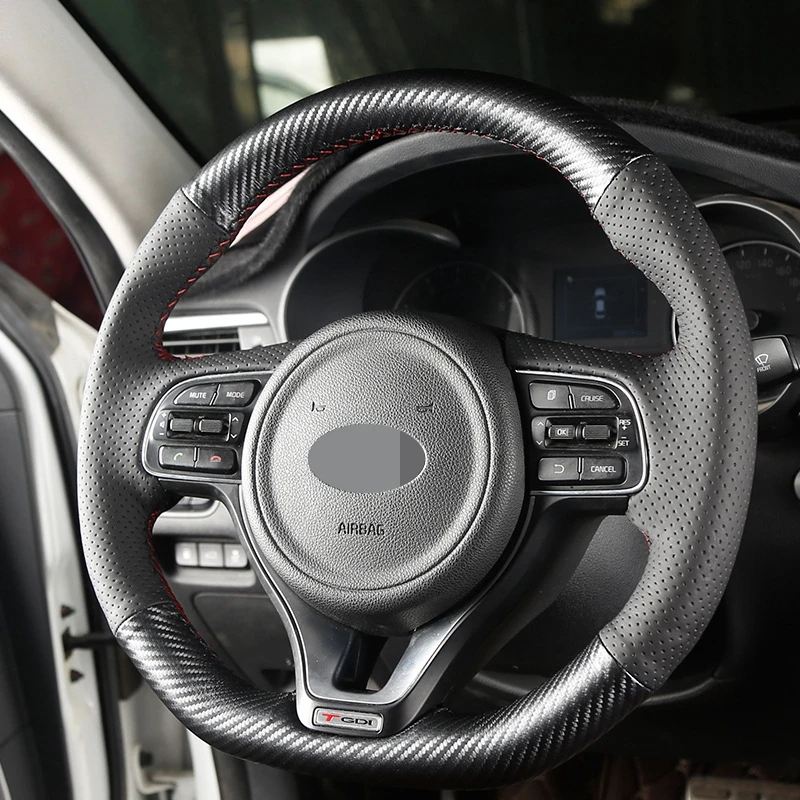 Искусственная кожа чехол для крышки рулевого колеса черный автомобиля Kia K2 K3 Cerato