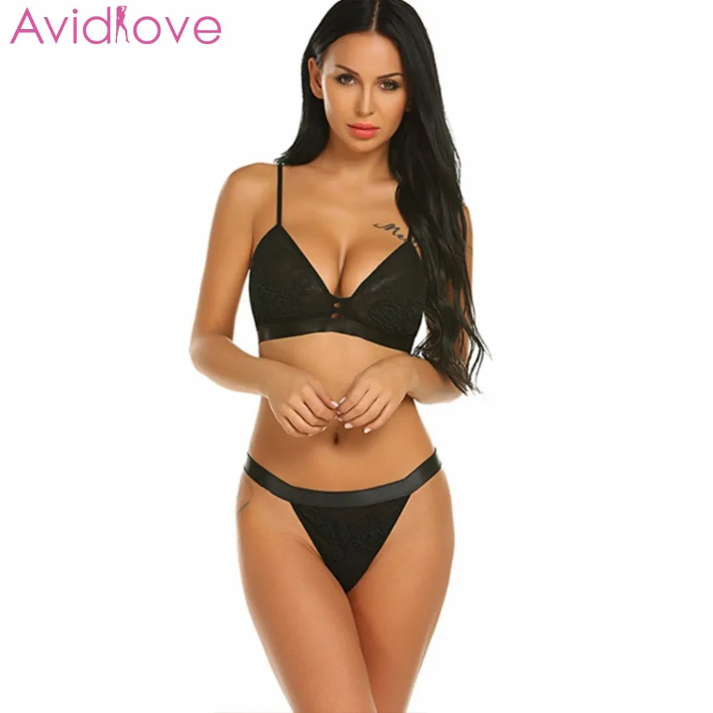 Комплект нижнего белья Avidlove бюстгальтер с пуш апом + трусики 3/4 чашки кружевное