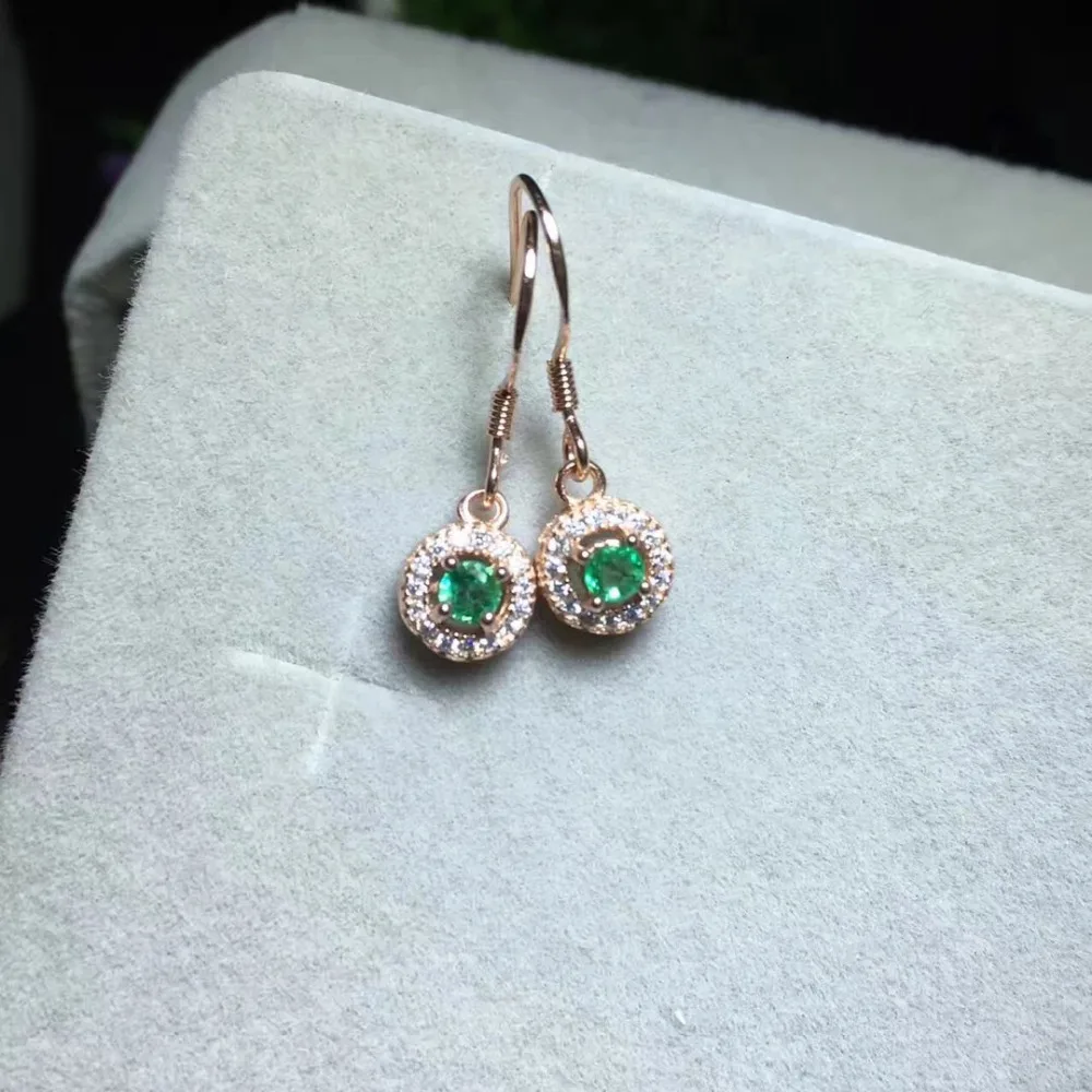 2017 Rushed Qi Xuan_Fashion Jewelry_Colombia Green Stone Round Earrings_Rose Gold Color Earrings_Factory прямые продажи|green
