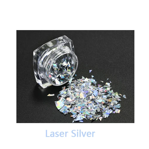 Laser silver 3D художественные талисманы для ногтей, золото, серебро, фольга для маникюра, переводная лазерная наклейка, украшение для ногтей, сделай сам, принадлежности для ногтей для профессионалов - Цвет: Laser silver