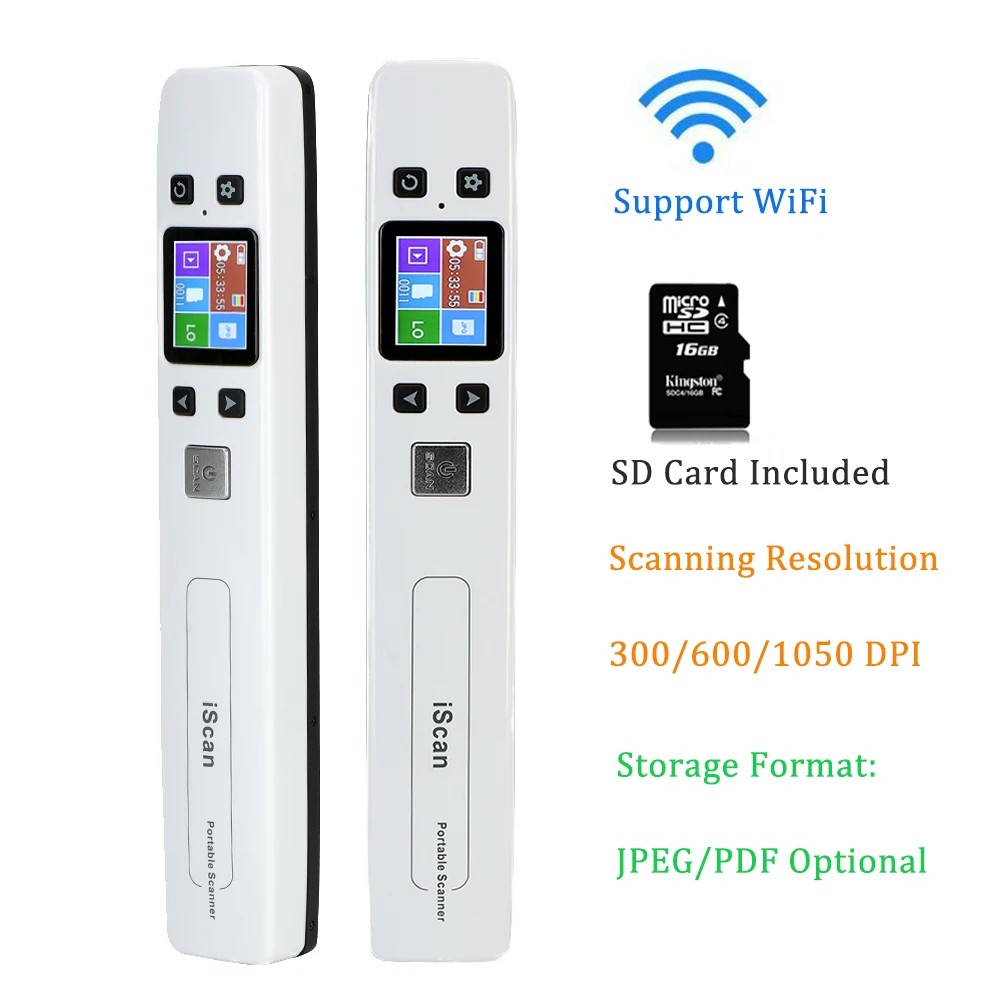 ISSYZONEPOS ручной портативный сканер документов A4 WIFI 1050 точек/дюйм JPG PDF включен 16G TF