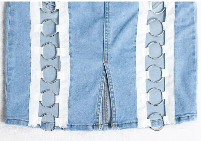 2019 S/3XL Новинка женские эластичные юбки с высокой талией и разрезом джинсовые