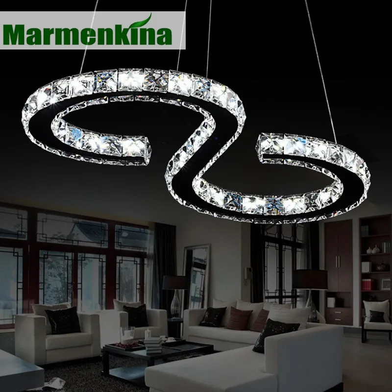 

Marmenkina Modern Chrome pendant lamp Crystals Diamond Ring 24W LED Pendant Light Stainless Steel Hanging Light Fixtures