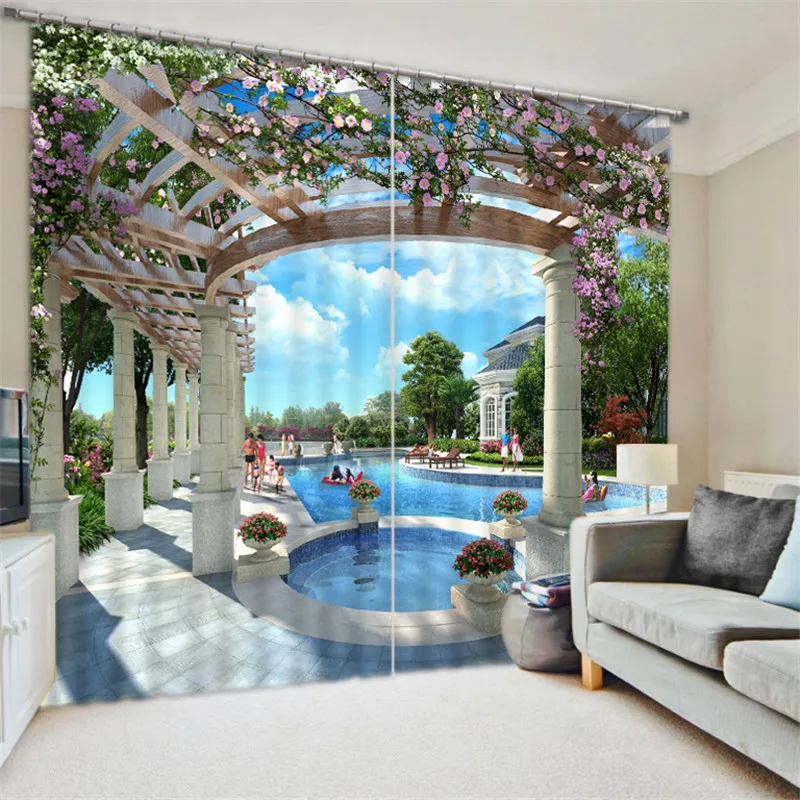 

3D Blackout Window Curtains For Living Room Boy Bedroom beautiful Pool party Print Customized size Drapes Cortinas Rideaux