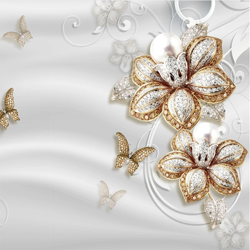 Настенная 3D ткань на заказ экстравагантная Европейская драгоценность цветы