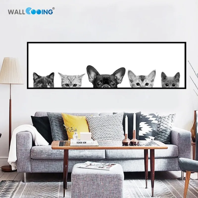 Настенное украшение для спальни прикроватная картина кошка и собака животные