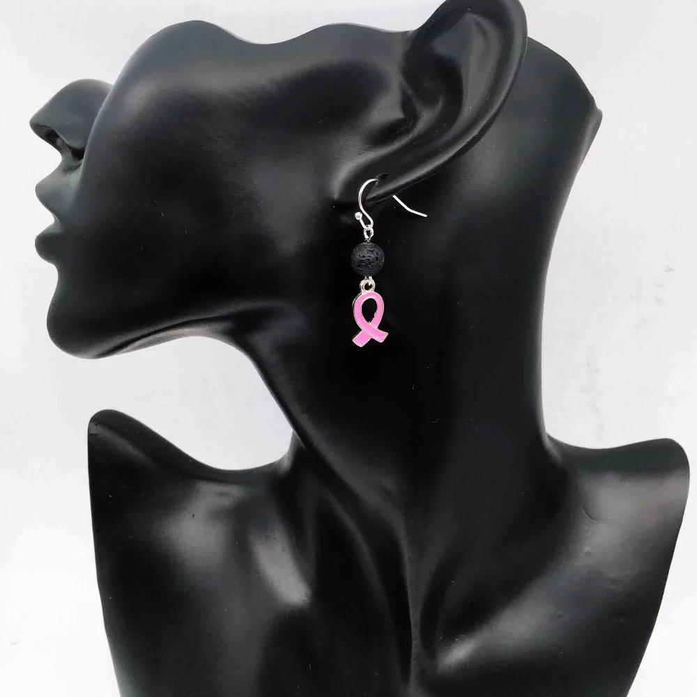 10 пар) осведомленность о раке груди розовая лента очарование с лавовым камнем