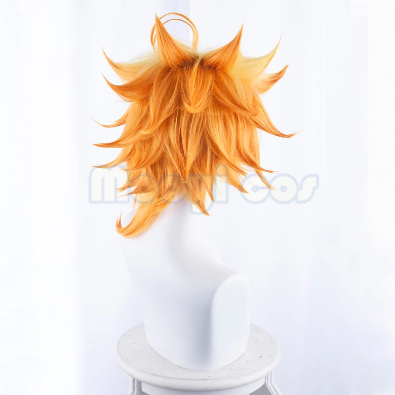 

The Promised Neverland Emma Cosplay Wig 30cm Short Curly Wig Heat Resistant Synthetic Hair Yellow Gradient Orange Universal