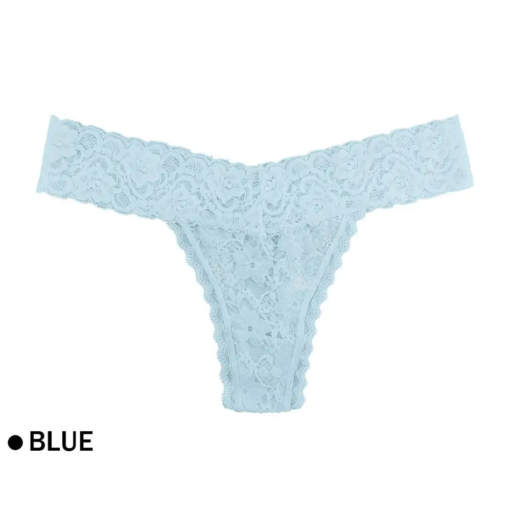 all lace blue Удобные женские хлопковые стринги, трусики, кружевное нижнее белье, розовые женские трусы, сексуальное нижнее белье с низкой талией, Ropa Interior Femenina - Цвет: all lace blue