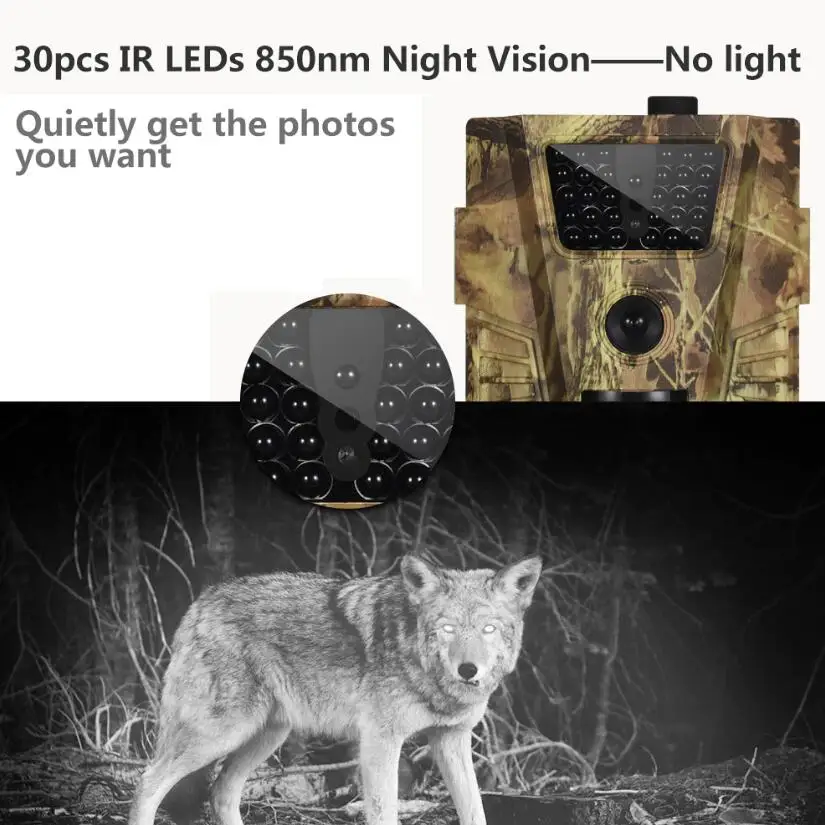 Suntekcam HT 001B Trail Camera 12MP 1080P 30pcs Инфракрасные светодиоды 120 Нм охотничья камера IP65