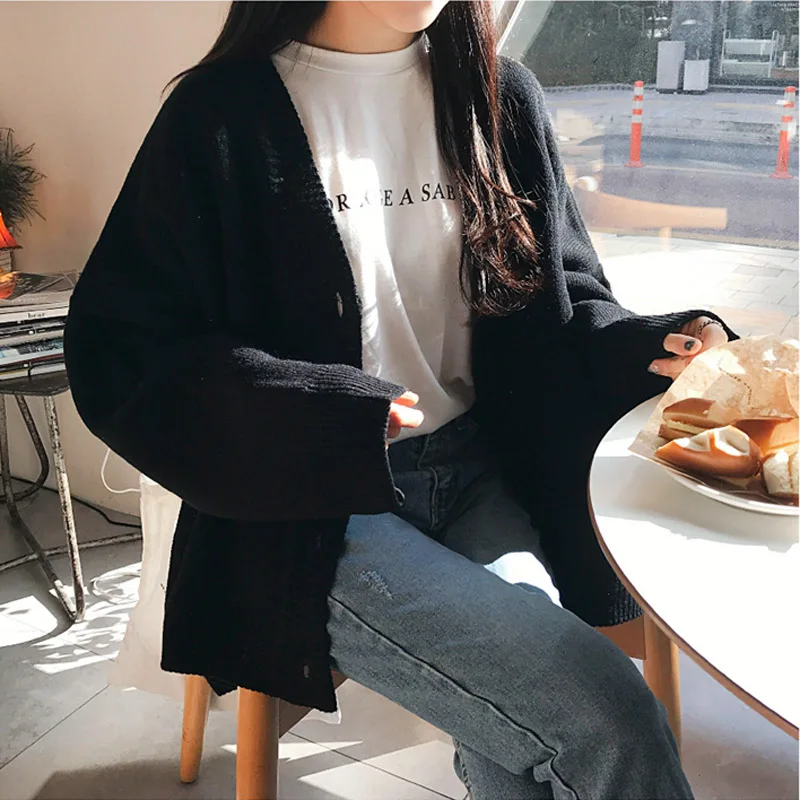 Инопланетянин Китти Simplee винтажный Кардиган Осенний свитер женский V-Ncek длинный