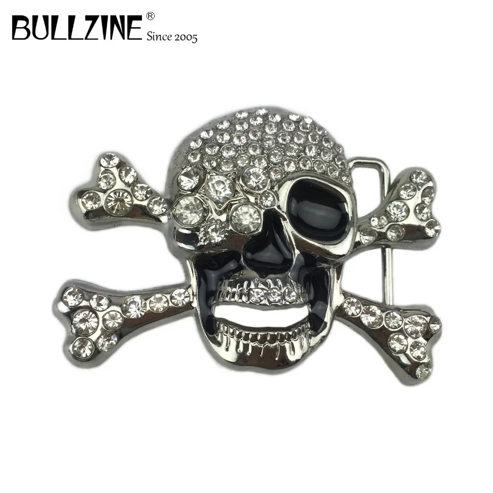 В Bullzine оптовая продажа пряжка ремня с черепом Стразы ремнем и пряжкой серебряной