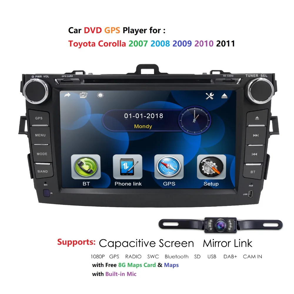 2Din автомобильный DVD плеер для Toyota corolla 2007 2008 2009 2010 2011 радио рекордер Автомобильный
