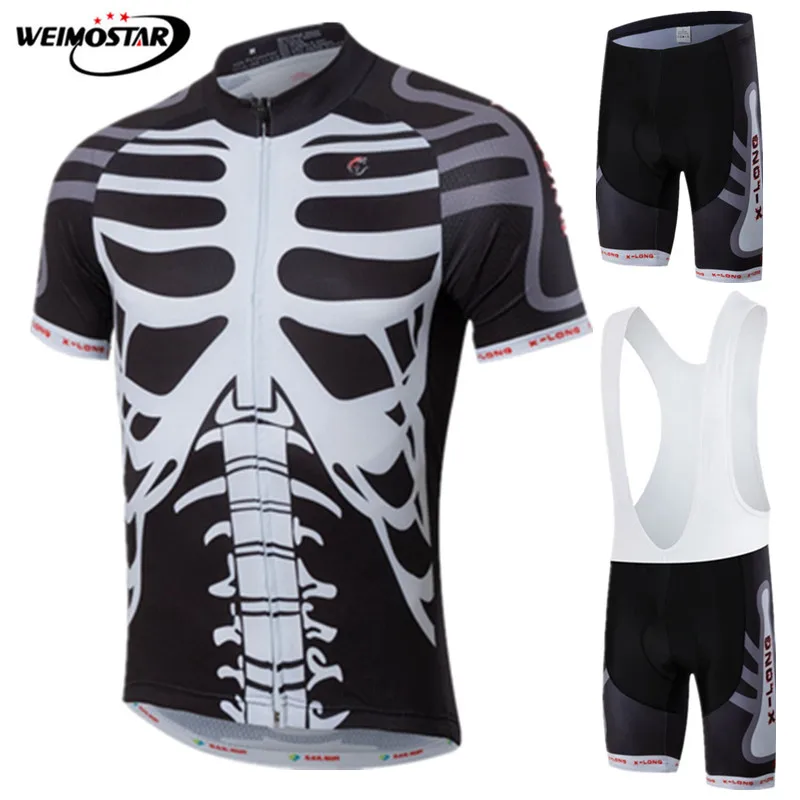 

Weimostar skeleton Cycling Set Men Summer Mountian Bike Cycling Clothing Roupa Ciclismo Pro Team Bicycle Jersey Set Cycling Wear