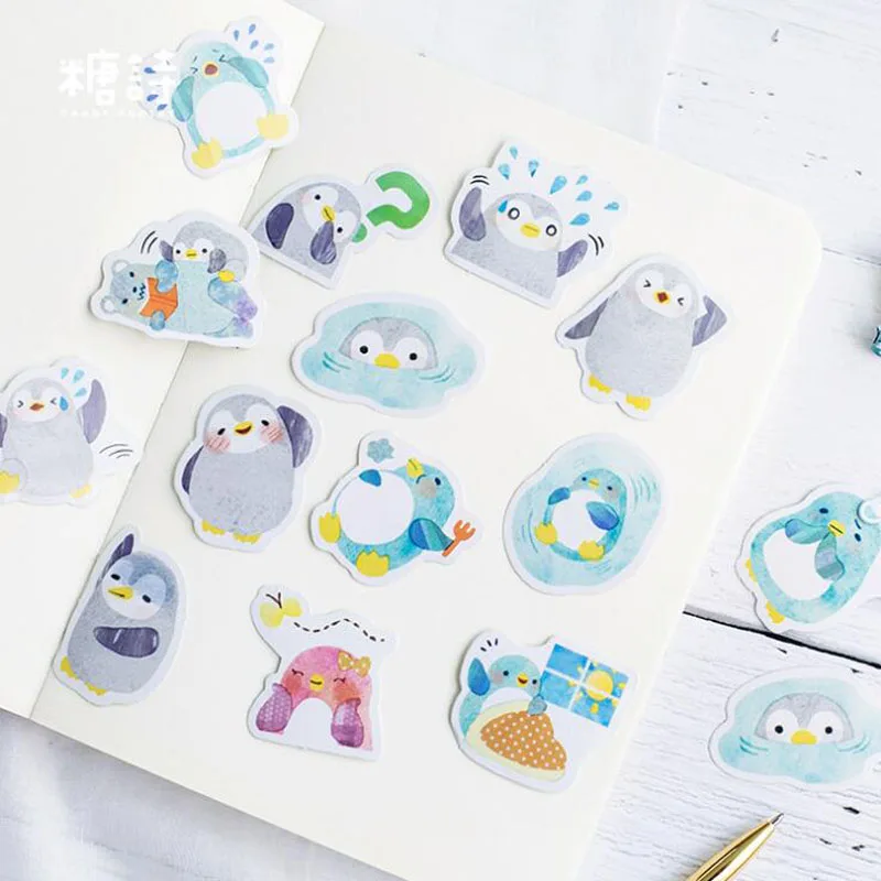 Kawaii Пингвин наклейки в коробках Альбом DIY Скрапбукинг Дневник Блокнот штамп