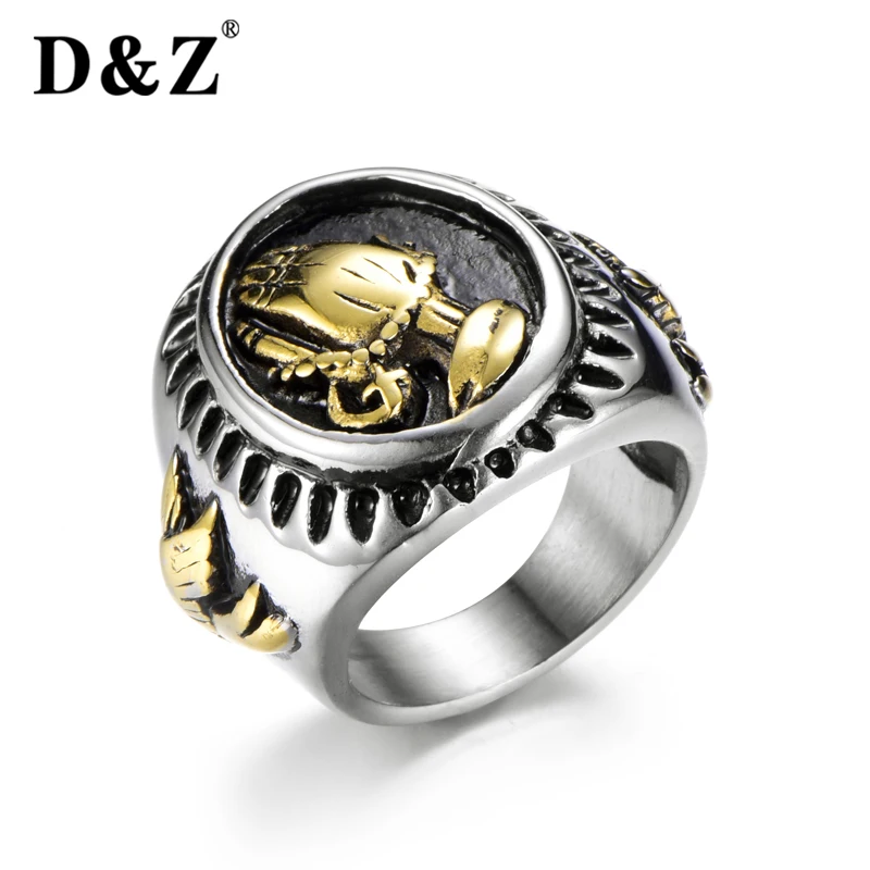D&ampZ Gold Silver Color Blessed Prayer Hands Ring Male Vintage 316L Stainless Steel Rings For Men Jewelry Accessories | Украшения и