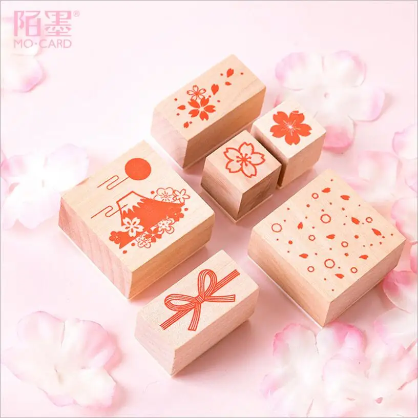 Японские декоративные штампы серии Sakura деревянные и резиновые для дневник писем