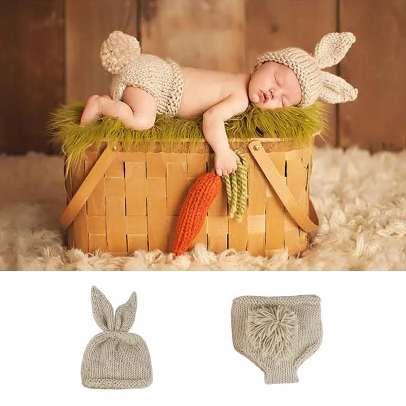 rabbit 1 Одежда для новорожденных; вязаный костюм для мальчиков и девочек; реквизит для фотосессии; аксессуары ручной работы; Детские шапки с кроликом; шапки для собак - Цвет: rabbit 1