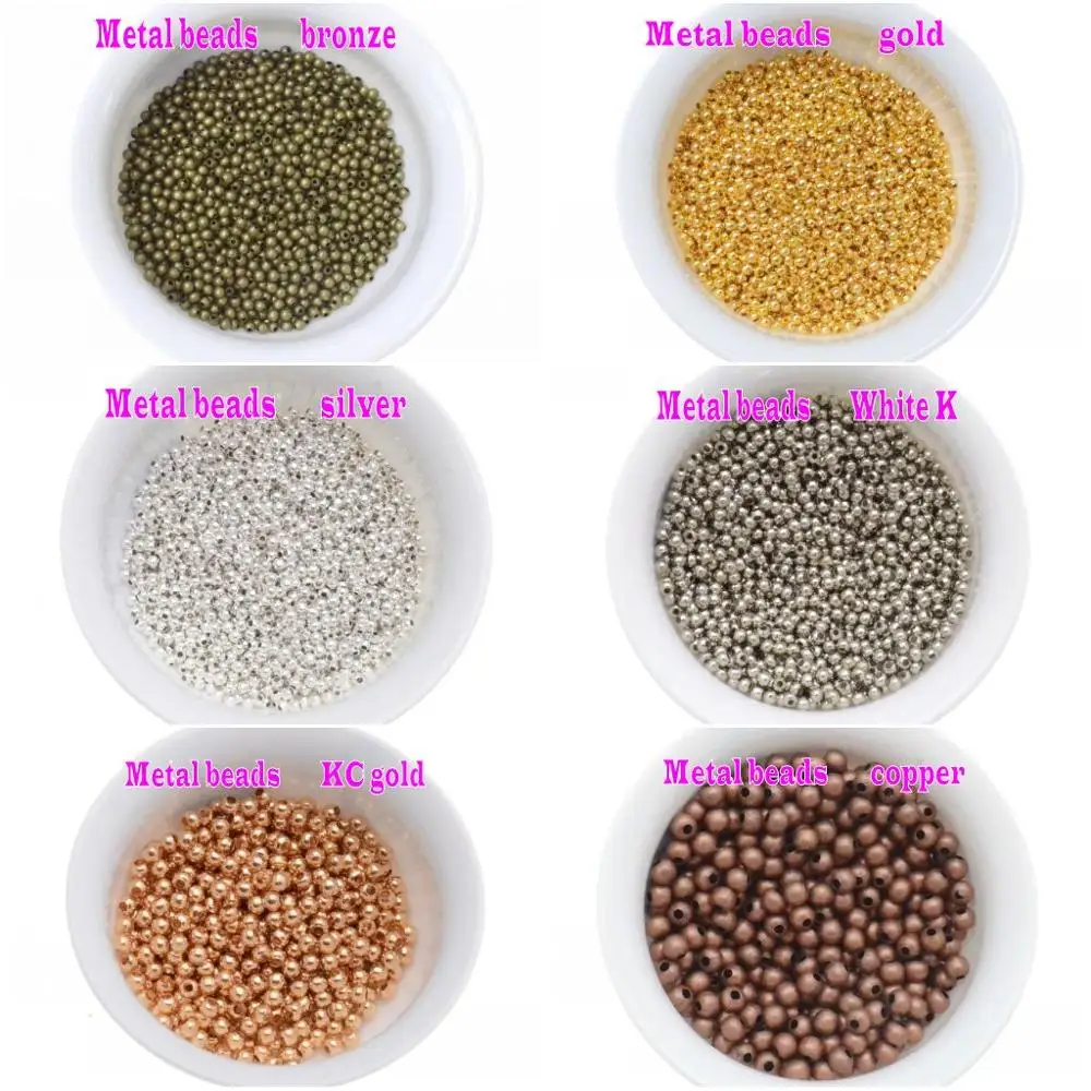 

Jewelry Finding 2/2.4/3/4/5mm Gold/KC gold/Bronze Metal Beads Smooth Ball Spacer Beads For Jewelry Making Findings