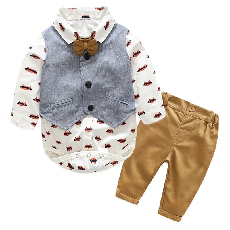 Kids Clothes T-Shirt+Jeans 3Pcs Outfit Baby Boy Gentleman Suits Autumn Winter Boys Long Sleeve Sets Infant Clothing |