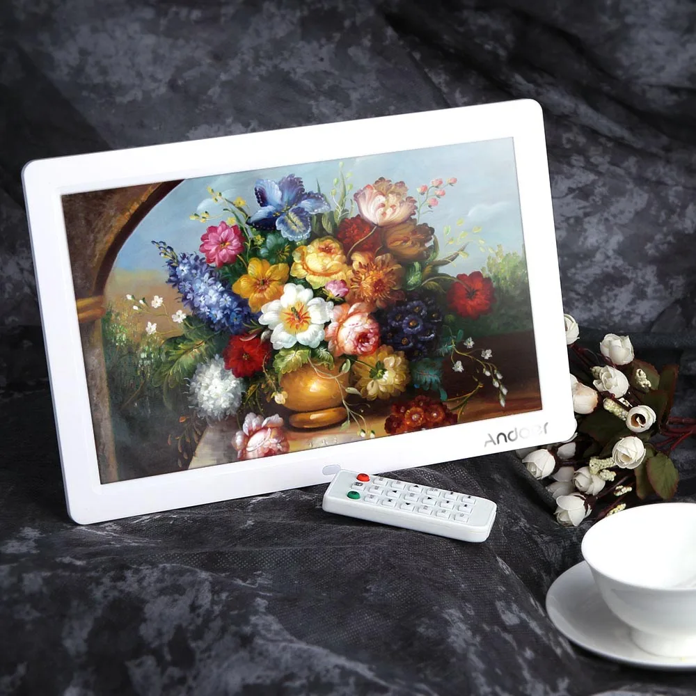 Andoer 1" HD Цифровая фоторамка TFT-LCD 1280*800 полный обзор фотоальбом будильник MP3 MP4 видеоплеер цифровая фоторамка