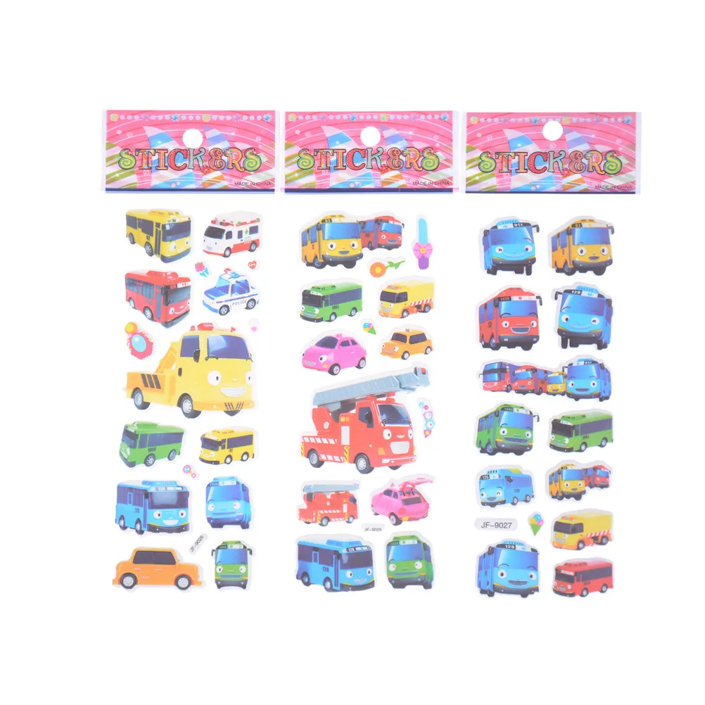 

6Pcs/Set New The Little Bus Tag 3D Cartoon Stickers Kids Stickers In Notebook Gifts Wholesale
