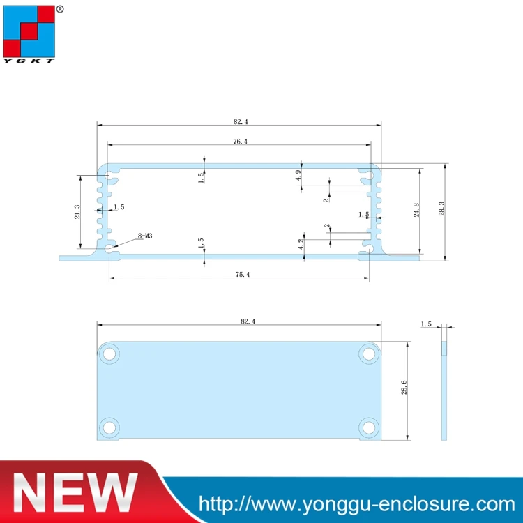 Коробка YGKT алюминиевая черная 104x28x95 мм Лидер продаж для электронного блока