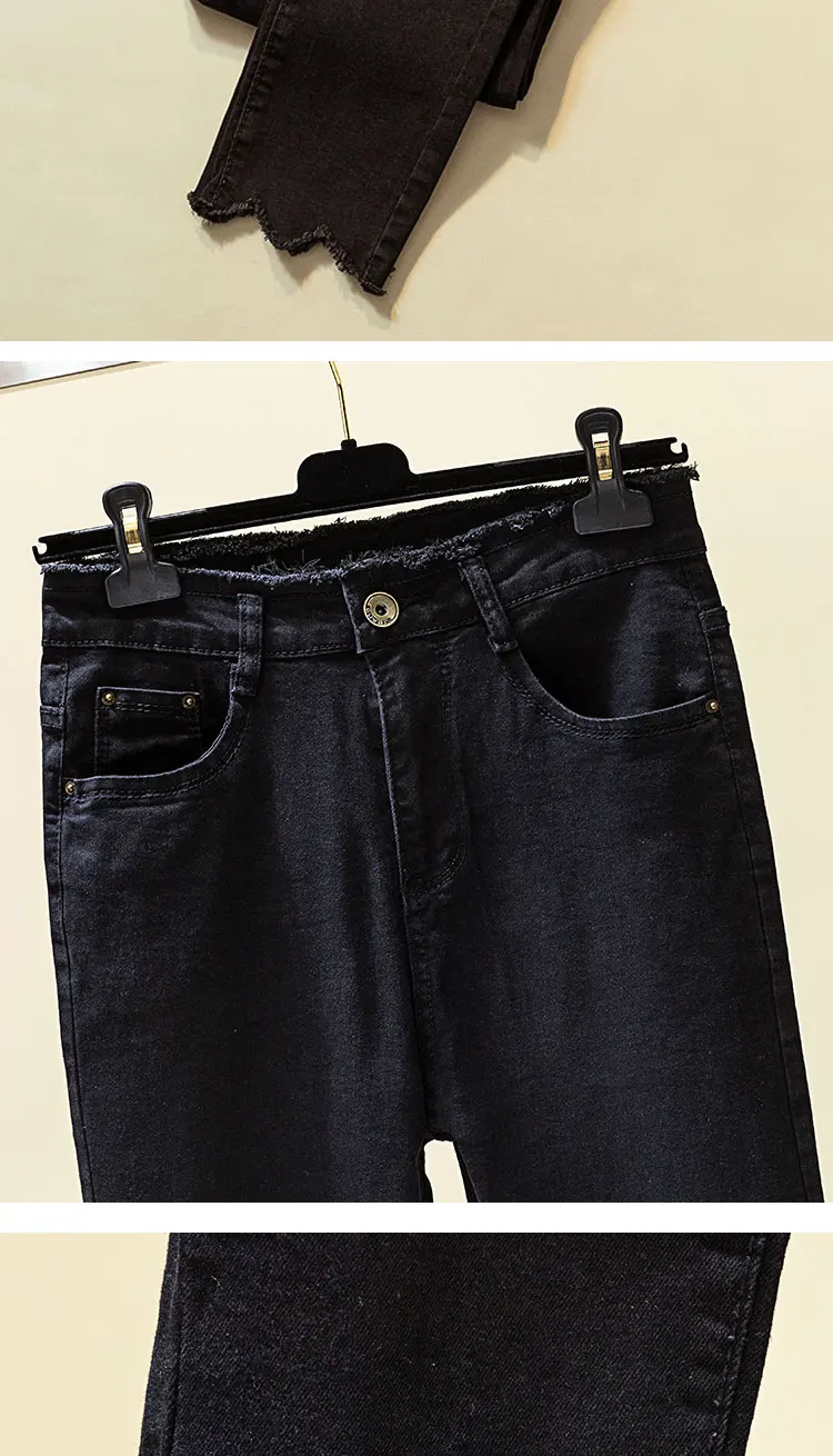 Джинсы для женщин обтягивающие размера плюс высокие эластичные серые узкие брюки для леди Donna лето осень черные женские джинсовые брюки