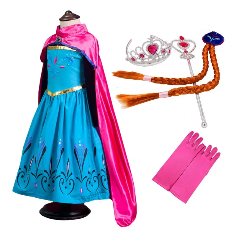 2018 Anna Elsa Dress for Girl Princess Part Cosplay Costume With Crown Wig Set Halloween Up | Детская одежда и обувь