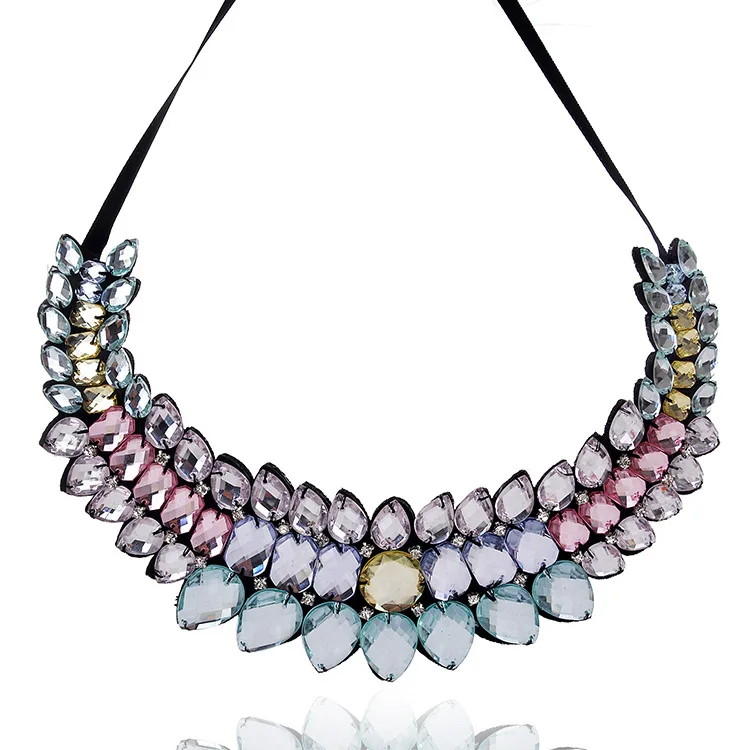 2016 прозрачное ожерелье из хрустального стекла женские Стразы с кулоном чокер