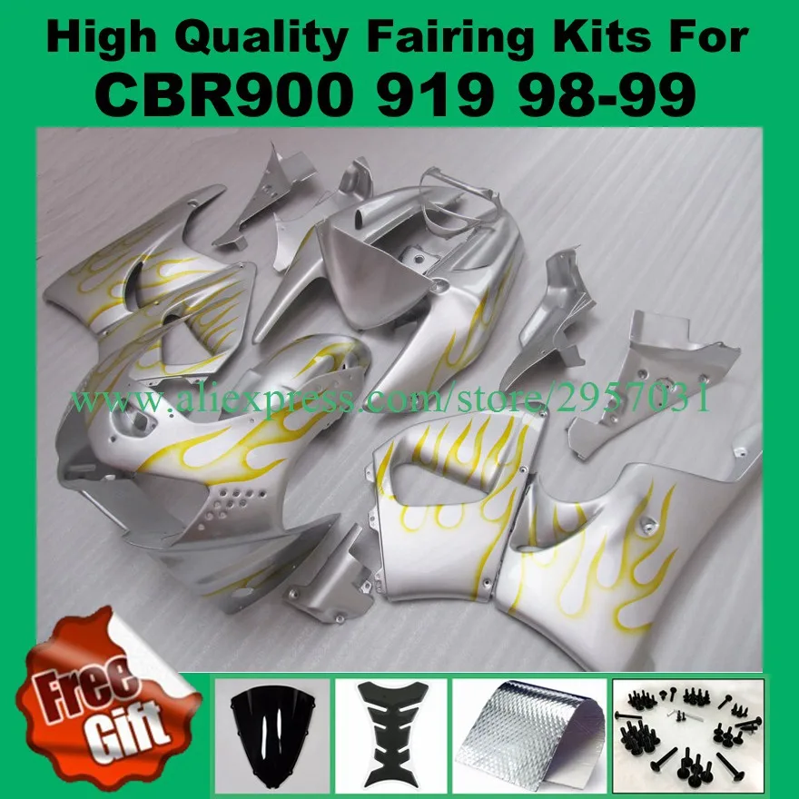 

Free screws+gifts Golden Flames silver fairings for Honda CBR900RR 893 92 93 94 95 fairing kit CBR 893RR 1992 1993 1994 1995