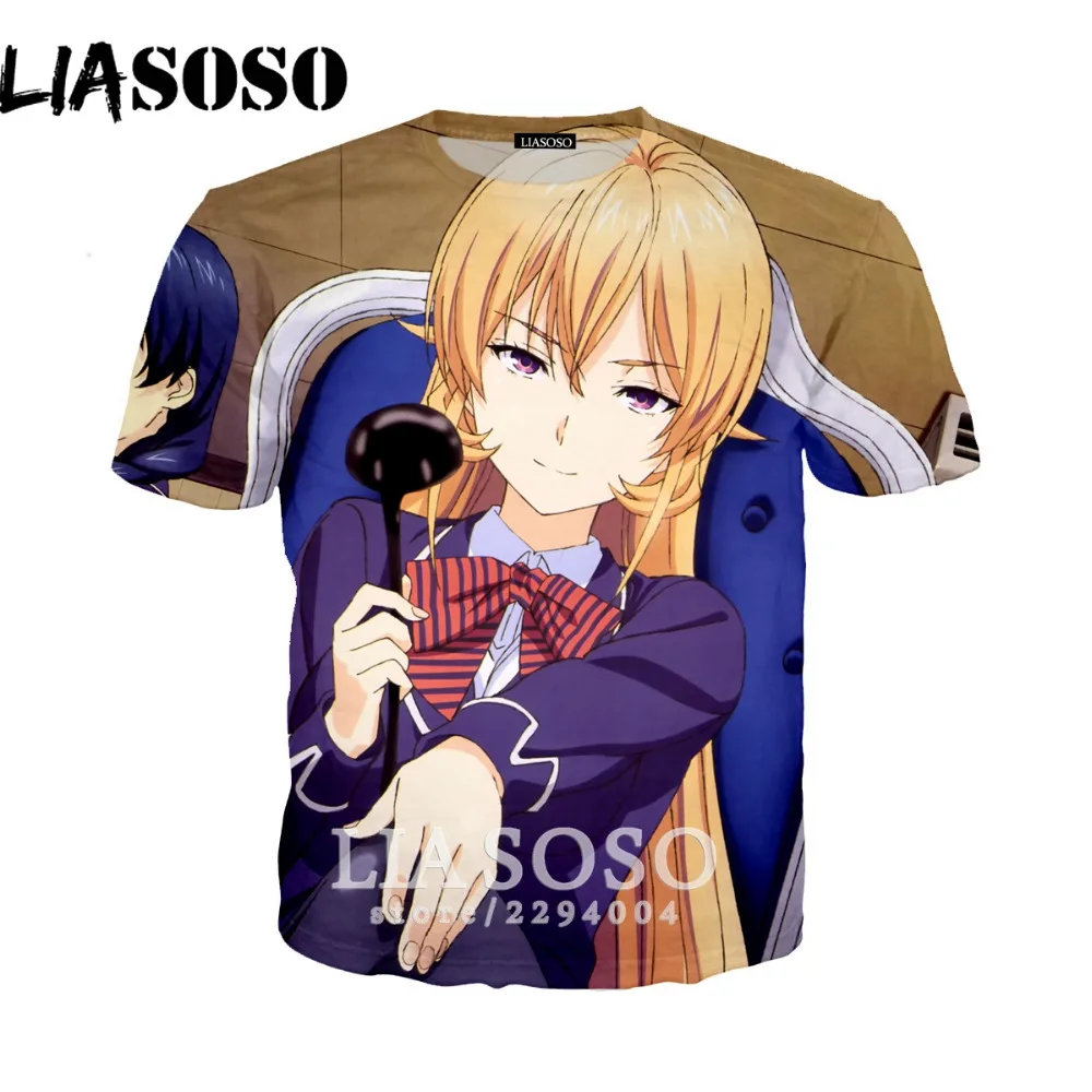 LIASOSO съедобные дух футболка Shokugeki Нет Soma в мужской футболки 3D печати с коротким