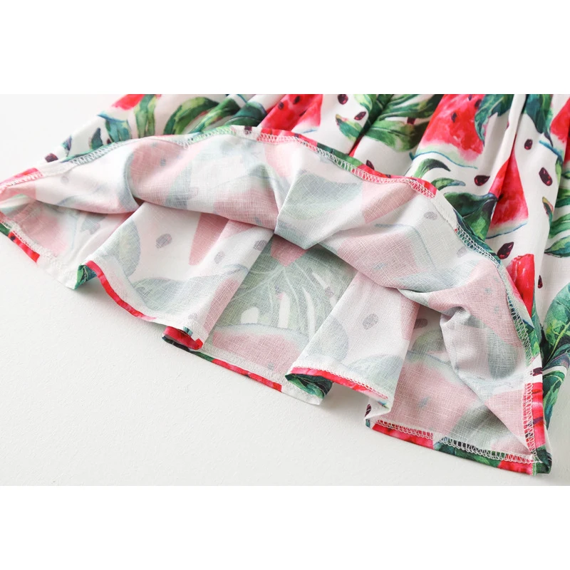 LOVE DD&ampMM Girls Dresses 2020 New Children's Wear Fashion Holiday Wind Watermelon Print Lotus Leaf Sleeve Beach Dress | Детская