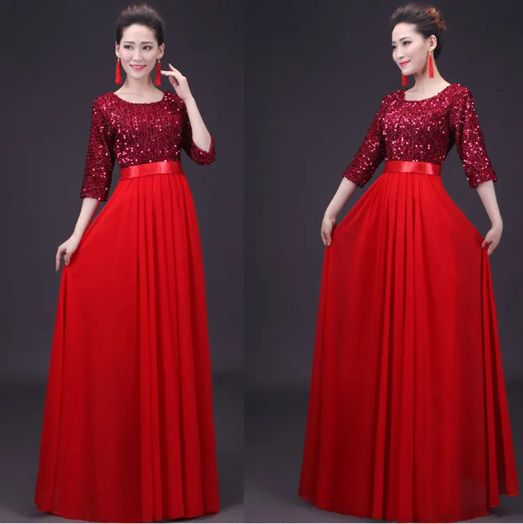 Платье для хора Женская Современная Одежда танцев большая шифоновая юбка с