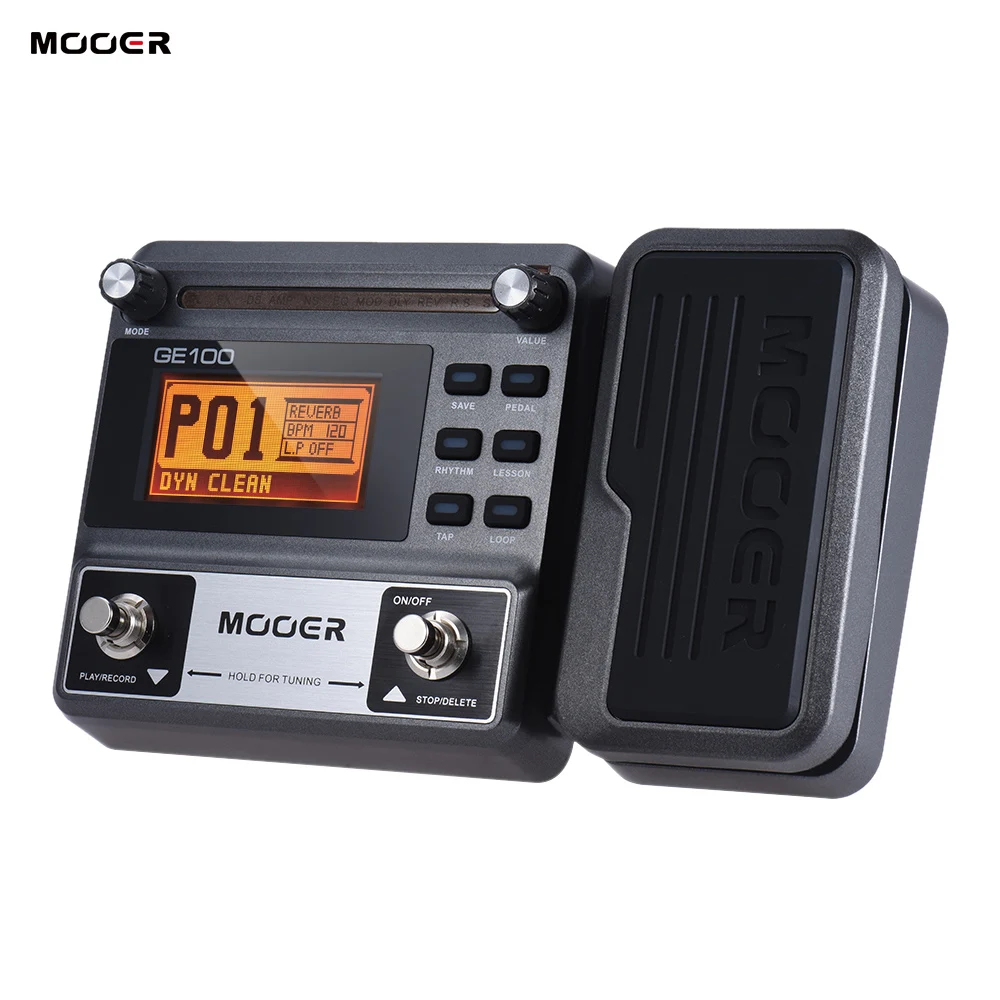 

MOOER GE100 педаль для гитарных эффектов, мульти-эффекты, процессор, педаль для гитары с 180 секундным циклом записи, 60 типов эффектов, ЖК-дисплей