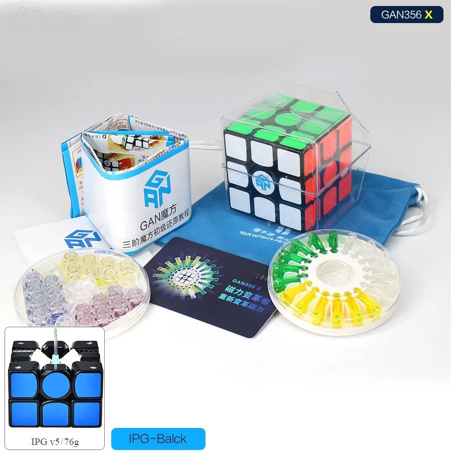 Gan356 X 3x3x3 Магнитный куб 3x3x3 магический скоростной куб 3x3 Кубик Гань 356x Magico Cubo Wiht Магнитный Профессиональный пазл GAN 356 X Neo - Цвет: IPG V5 black