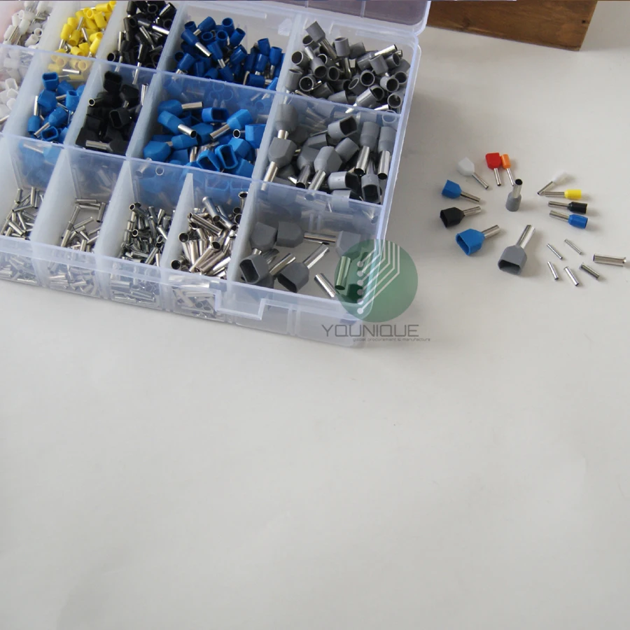 Комплект наконечников шнура 1500 шт. (неизолированный + одинарный двойной вход)