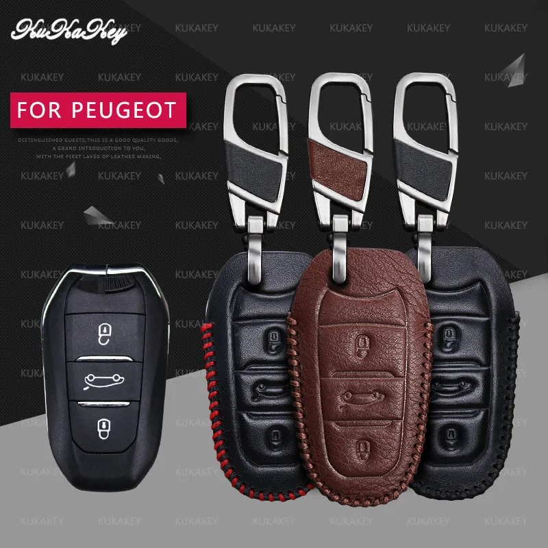 KUKAKEY кожаный чехол для автомобильного ключа Peugeot 308 408 508 2008 3008 4008 5008 смарт-пульт