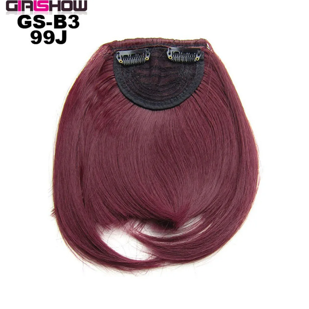 B3 Color 99J Синтетические волосы на заколках, жаростойкие, аккуратные, спереди, с бахромой, для наращивания волос, 30 г, доступно 35 цветов, 1 шт - Цвет: B3 Color 99J