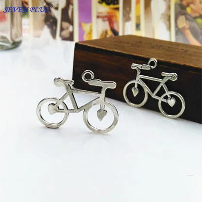 

High Quality 50 Pieces/Lot 30mm*23mm Antique Silver Plated bicycle Charm