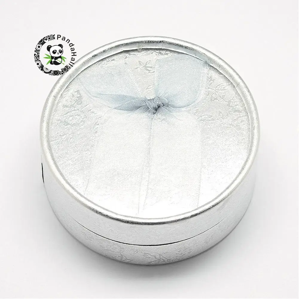 Pandahall 12 шт. картонная коробочки для украшений, браслетов Бумага с губка внутри внешними бантом плоские круглые 8,4x3,5 см