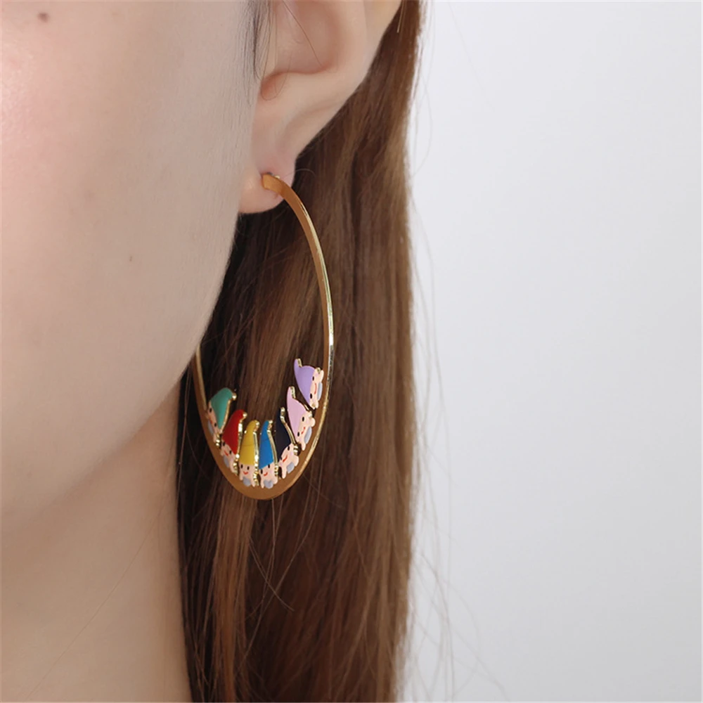 Женские серьги кольца MISHA ручной работы с эмалированной глазурью|Серьги-кольца| |