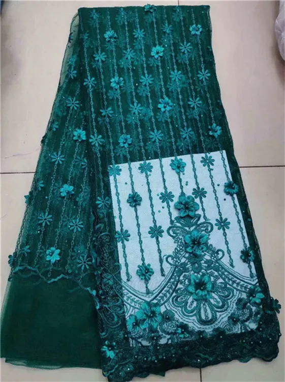 Африканский тюль кружевная ткань 3D Цветочная 2019 высокое качество бусины камни