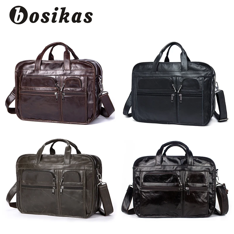 BOSIKAS Мужские портфели из натуральной кожи мужские кожаные сумки Сумка для