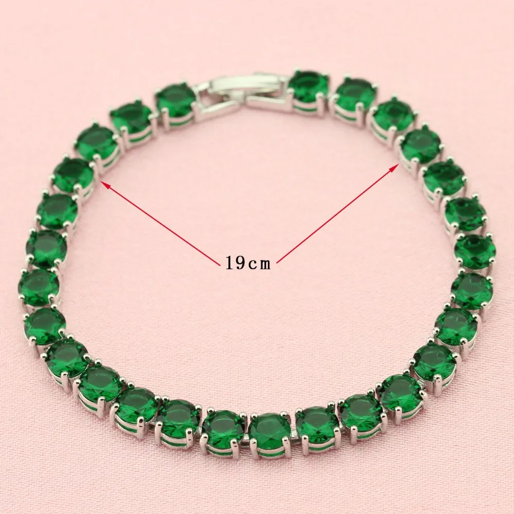 Зеленый камень посеребренные комплекты украшений для женщин свадебные