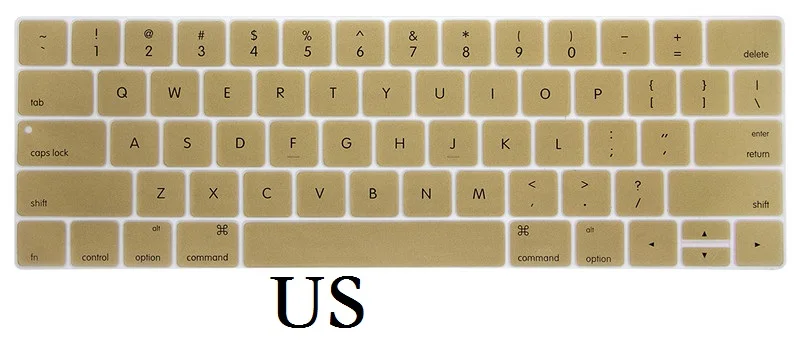 US Gold ЕС США для Macbook Pro 13 15 крышка клавиатуры силиконовый A1706 A1989 A1707 A1990 Английский для Macbook Pro 13 15 клавиатура пленка - Цвет: US Gold