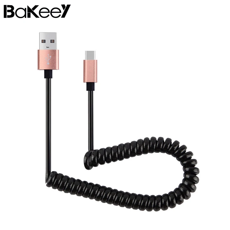 Bakeey 1M Spring Coiled Retractable USB-A Male to USB 3.1 Type-C Data Charging Cable for Mobile Phone Universal phone | Мобильные