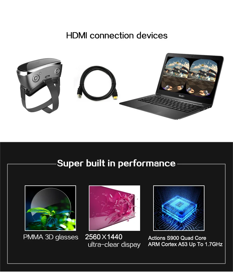 3 ГБ ОЗУ VR все в одном очки Очки виртуальной реальности V3H 2K дисплей S900 четырехъядерный 1,7 ГГц 5,5 дюйма 16 Гб Rom Wifi 3D VR очки