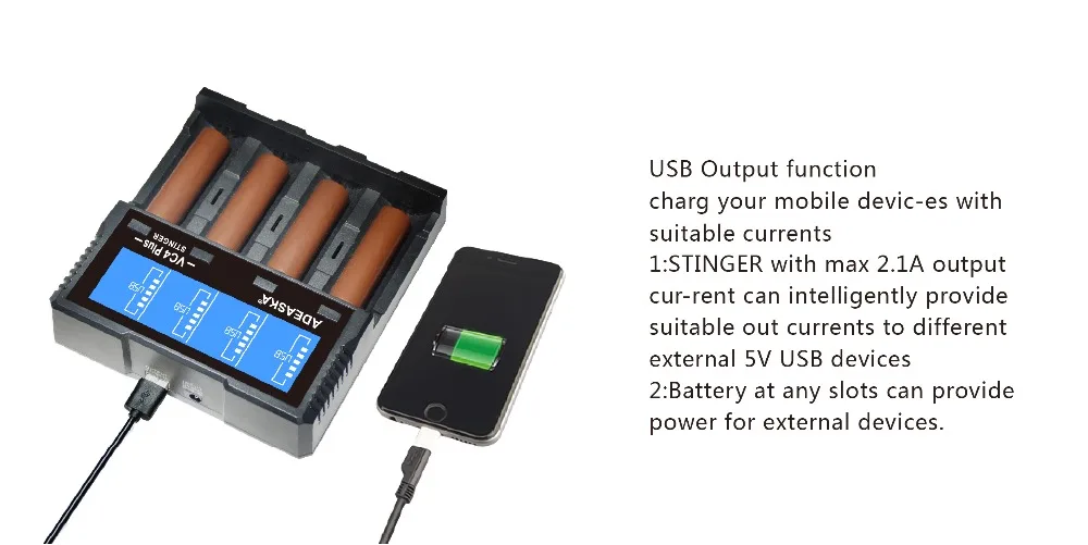 ADEASKA VC4 плюс ЖК-дисплей USB Быстрое интеллектуальное зарядное устройство для Li-ion/IMR/LiFePO4/Ni-MH 18650/26650 батарея PK VP4 PLUS