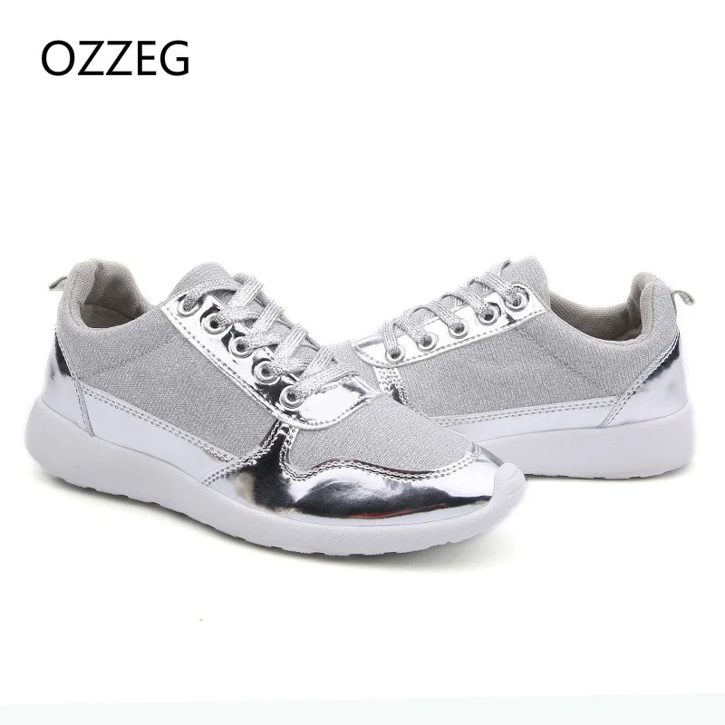 

2018 Women Casual Shoes Fashion Comfortable Outdoor Walking Shoes Breathable Casual Mesh Flat Shoes Women Gold Sliver Black